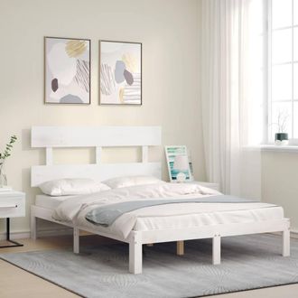 Berkfield Home Beautiful Bed Frame with Headboard White 120x200 cm Solid Wood