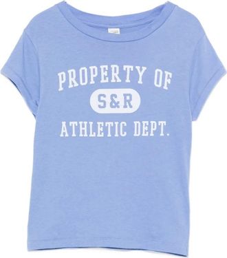 Sporty & Rich Logo T-shirt met Ronde Hals - Dames - T-shirts - Blauw - S - Katoen - Tops