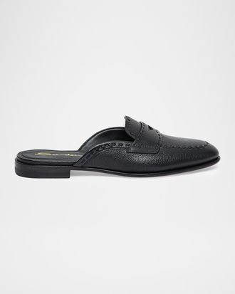 Santoni Leather Loafer Mules