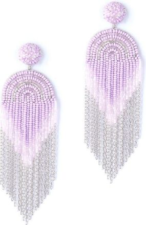Deepa Gurnani Circe Beaded Fringe Drop Earrings in Lavander at Nordstrom