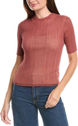 Vince Double Layer Rib Elbow-Sleeve Sweater