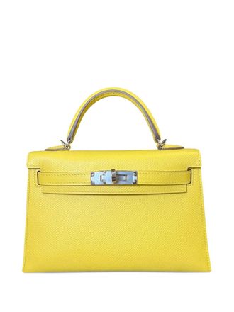 Hermès 2022 mini Kelly 20 Sellier Mini Epsom palladium-hardware tote bag - women - Calf Leather - One Size - Yellow