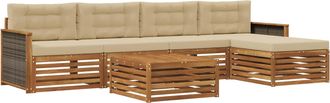 vidaXL Conjunto De Sof&aacute;s De Exterior 6 Uds. Natural Y Beige Vidaxl