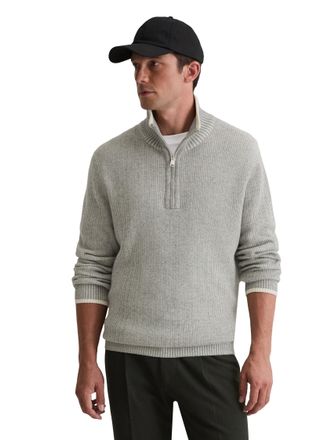 Marc O'Polo Troyer MARC OPOLO, Herren, Gr. M, grau melange, Strick, Obermaterial: 71% Baumwolle, 19% Schurwolle, 10% Polyamid, regular fit, Rippb&uuml;ndchen, Pullover