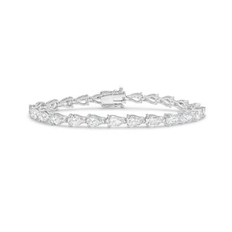 Diana M. Jewels 14kt White Gold 15cts Lab Grown Pear Diamond East-West Tennis Bracelet