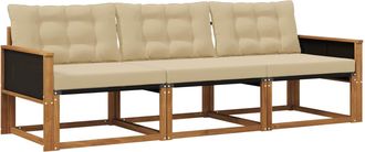 vidaXL Conjunto De Sof&aacute;s De Exterior 3 Uds. Natural Y Beige Vidaxl