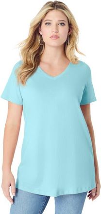 Roaman's Plus Size Ultimate Short Sleeve Swing Tee in Light Turq at Nordstrom, Size 20