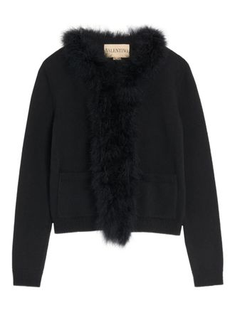 Valentino Garavani wool cardigan with feathers - women - Virgin Wool/Feather - S - Black
