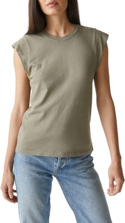 Michael Stars Joey Power Shoulder T-Shirt in Olive at Nordstrom, Size Large