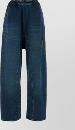 Y / Project wide leg denim trousers with embroidered detail
