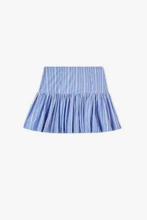 Ganni Nouvean Navy Skirt in Blue Stripes - Size 10/12 Organic Cotton