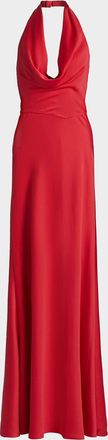 David Meister Marcheline Cr&ecirc;pe Halterneck Gown