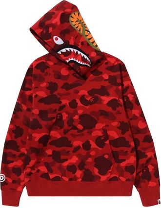 A Bathing Ape Color Camo Shark Pullover Hoodie Red 1K30-114-002-RED