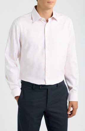 Nordstrom Trim Fit Check Premium Non-Iron Cotton Dress Shirt in Pink Maurilio Check at Nordstrom, Size 16.5