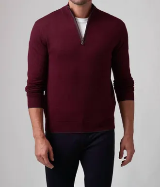 Raffi Palmer Mock Zip Sweater In Merlot