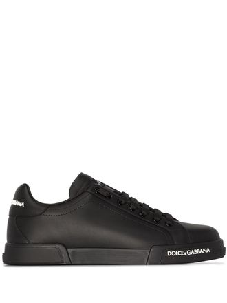 Dolce & Gabbana Portofino logo-detail sneakers - men - CALFSKIN/Lambskin/Rubber/Polyester/Goat Skin/Rubber/Calf Leather - 39 - Black