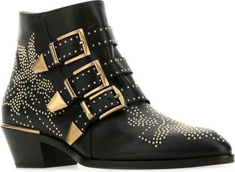 Chlo&eacute; Womens Susan Ankle Boot Black Nappa Leather