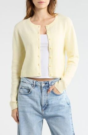 Abound Classic Crewneck Cardigan in Yellow Frost at Nordstrom Rack, Size X-Small