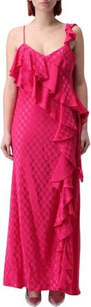 Msgm Fuchsia Gerimpelde Maxi Jurk - Dames - Maxi kleedjes - Roze - S - Kleedjes