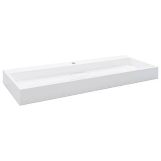 Berkfield Home Wash Basin 120x46x11 cm Mineral Cast/Marble Cast White | Size: 120 x 46 x 11 cm