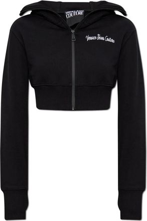 Versace Jeans Couture Korte Hoodie - Dames - Vesten met rits - Zwart - L - Hoodies & sweatvesten