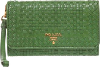 Prada Green Leather Wallet (Bi-Fold) (Pre-Owned)
