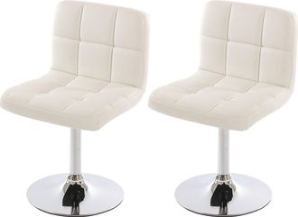 Hhg Hhg - Lote De 2 Sillas De Comedor Silla Giratoria Silla Kavala Polipiel Cromo, Blanco