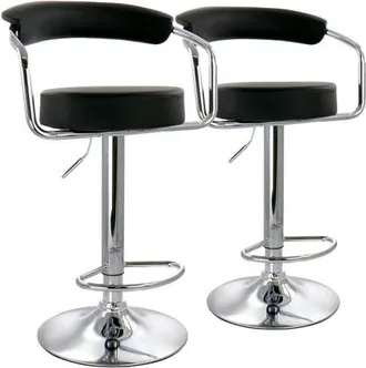 Elama 2 Piece Faux Leather Retro Adjustable Bar Stool in Black at Nordstrom