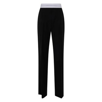 Alexander Wang Pantal&oacute;n de tiro alto con pinzas y el&aacute;stico con logo - Trousers - Mujer - Negro - S