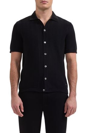 Bugatchi Short Sleeve Cardigan in Black at Nordstrom, Size X-Large
