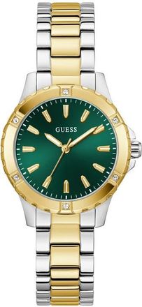 Guess Crystal Bezel Bracelet Watch, 35mm in Green at Nordstrom