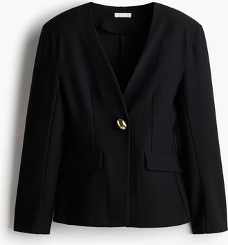 H&M Kragenloser Blazer - Schwarz