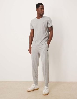 Polo Ralph Lauren Joggers da casa grigio mélange in liquid cotton con logo