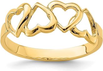 Diamond2Deal 14k Yellow Gold Polished Heart Ring