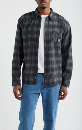 Rip Curl Liquid Trips Flannel Long Sleeve Button-Up Shirt in Washed Black at Nordstrom, Size Xx-Large