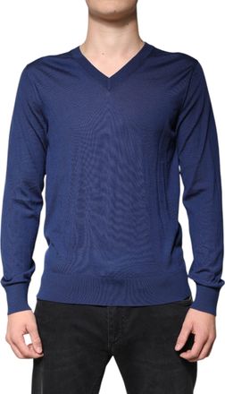 Dolce & Gabbana Mens Cashmere V-Neck Sweater Navy