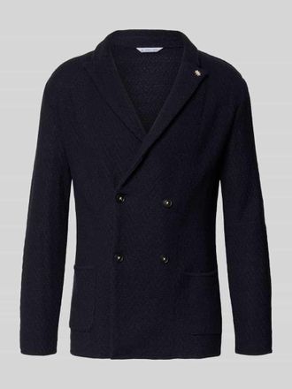 Manuel Ritz Slim Fit Sakko mit Reverskragen in Marine, Gr&ouml;&szlig;e L