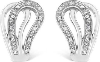 House of Brilliance Silver Pave- Diamond Accent Horseshoe Hoop Earring in White at Nordstrom