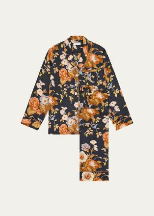 Olivia Von Halle Lila Floral-Print Silk Pajama Set