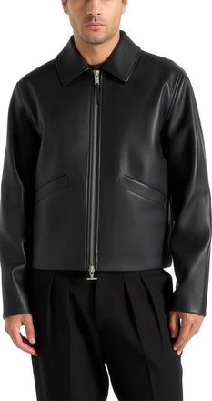 Mani&egrave;re De Voir Yves Minimal Leather Jacket in Black at Nordstrom, Size X-Large