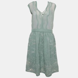 M Missoni Blue Patterned Lurex Knit Short Dress
