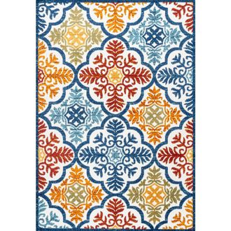 Jonathan Y Designs Cassis Ornate Ogee Trellis Indoor/Outdoor Area Rug in Blue/multi at Nordstrom, Size 2Ft 0In X 8Ft 0In