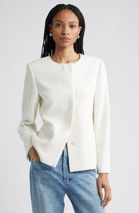 Nordstrom Collarless Twill Blazer in Ivory Tofu at Nordstrom Rack, Size X-Small