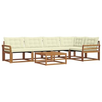 vidaXL Conjunto De Sof&aacute;s De Exterior Con Coj&iacute;n 6 Pcs Natural Y Crema Vidaxl