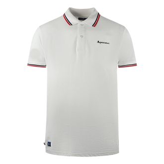 Aquascutum Twin Tipped Collar Brand Logo White Polo Shirt