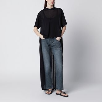 Balenciaga Black maxi train T-shirt in cotton jersey