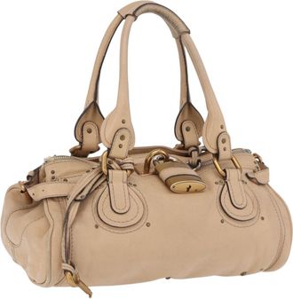 Chlo&eacute; Paddington Lock Leather Beige Leather Handbag (Pre-Owned)