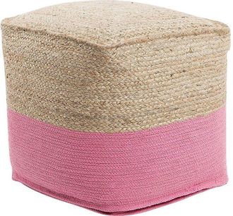 Beliani Puf De Algod&oacute;n Yute Beige Rosa 44 X 44 Cm Eps Otomana Boho Moderno Kirama