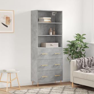 vidaXL Vidaxl - Aparador Alto Madera Contrachapada Gris Hormig&oacute;n 69,5x34x180 Cm