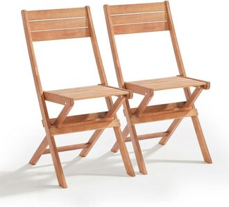Oviala Lote de 2 sillas plegables de exterior de madera de eucalipto